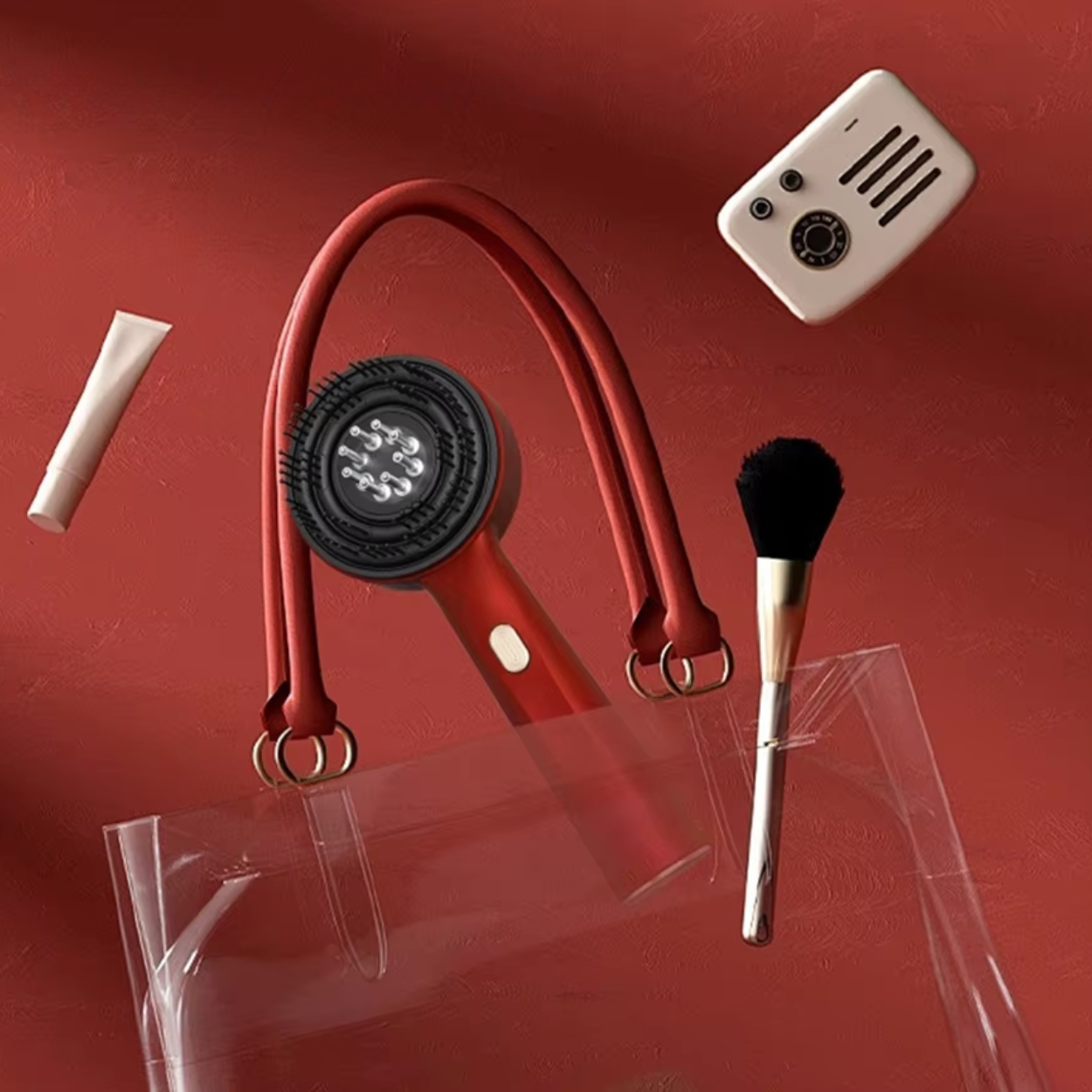 OasiCapilar™ | Peine eléctrico para masaje del cuero cabelludo – Luz roja y aplicador de aceite – Anticaída y crecimiento capilar