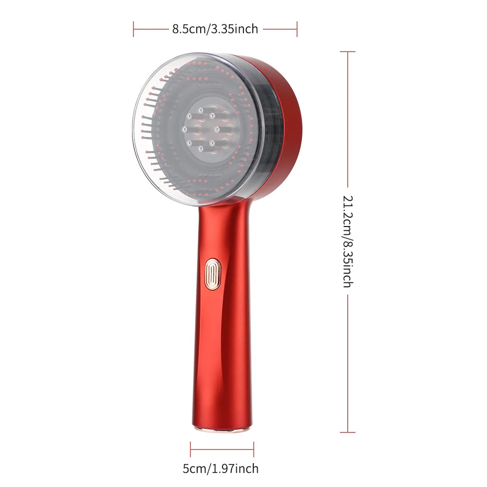 OasiCapilar™ | Peine eléctrico para masaje del cuero cabelludo – Luz roja y aplicador de aceite – Anticaída y crecimiento capilar