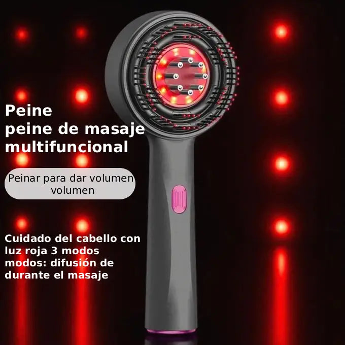 OasiCapilar™ | Peine eléctrico para masaje del cuero cabelludo – Luz roja y aplicador de aceite – Anticaída y crecimiento capilar